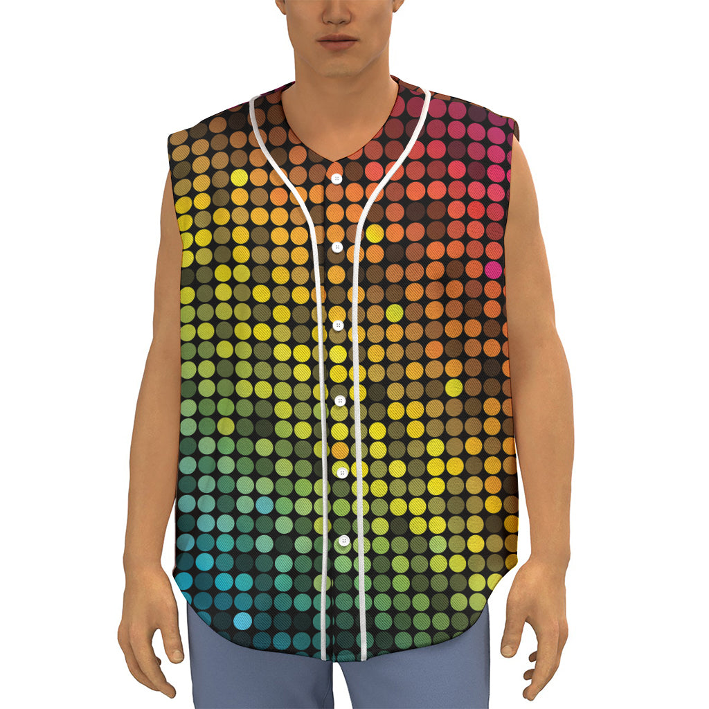 Colorful Disco Lights Pattern Print Sleeveless Baseball Jersey