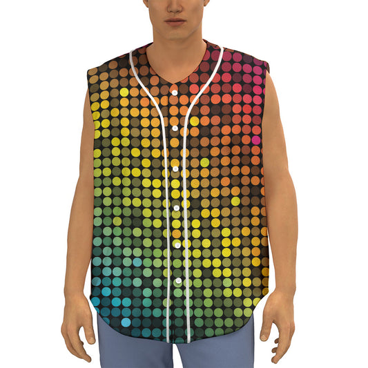 Colorful Disco Lights Pattern Print Sleeveless Baseball Jersey