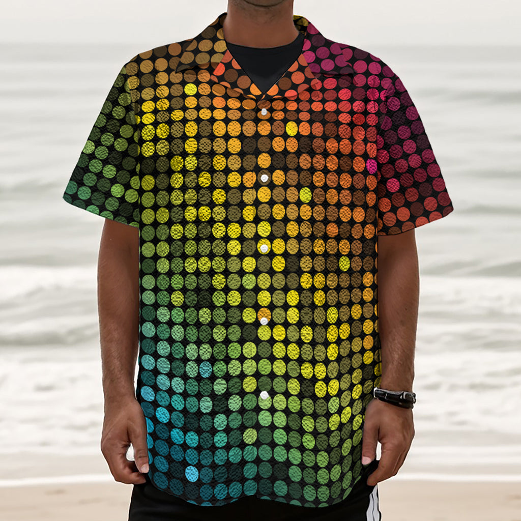 Colorful Disco Lights Pattern Print Textured Short Sleeve Shirt