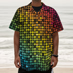 Colorful Disco Lights Pattern Print Textured Short Sleeve Shirt