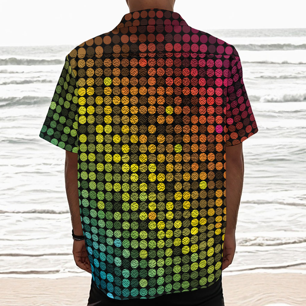 Colorful Disco Lights Pattern Print Textured Short Sleeve Shirt