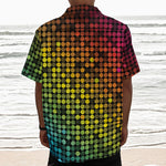 Colorful Disco Lights Pattern Print Textured Short Sleeve Shirt