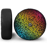 Colorful Disco Lights Pattern Print Tire Cover With Camera Hole