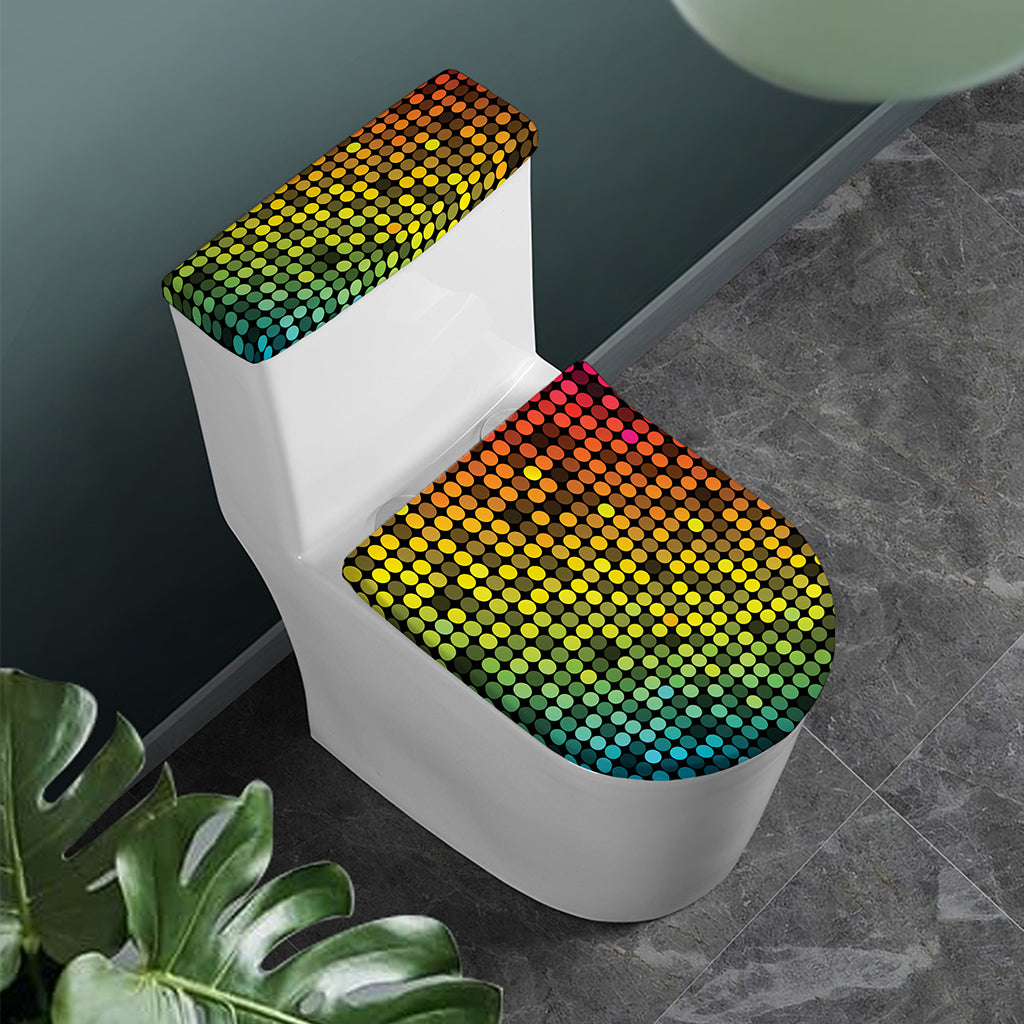 Colorful Disco Lights Pattern Print Toilet Lid And Tank Cover Set