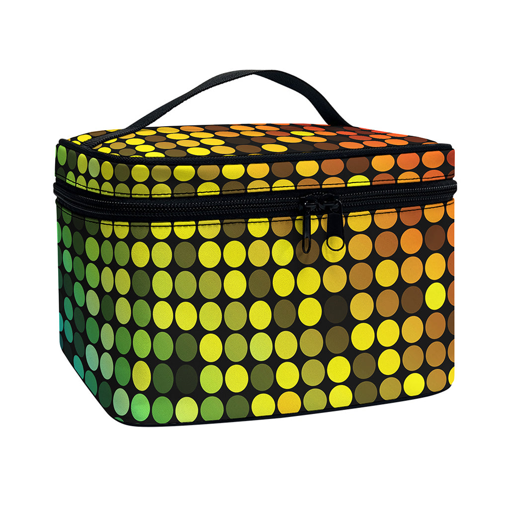Colorful Disco Lights Pattern Print Travel Makeup Bag