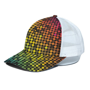 Colorful Disco Lights Pattern Print White Mesh Trucker Cap