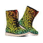 Colorful Disco Lights Pattern Print Winter Boots