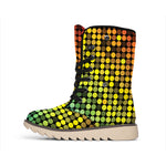Colorful Disco Lights Pattern Print Winter Boots