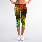 Colorful Disco Lights Pattern Print Women's Capri Leggings