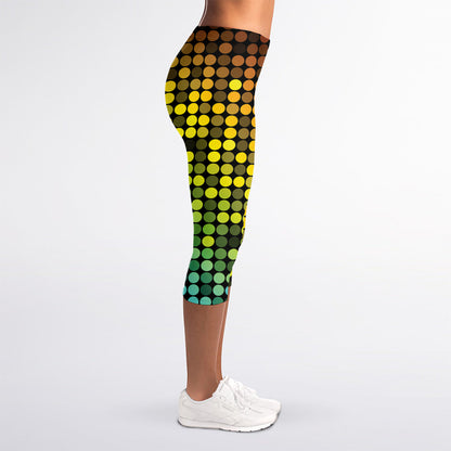 Colorful Disco Lights Pattern Print Women's Capri Leggings
