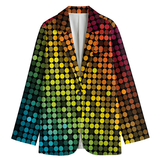 Colorful Disco Lights Pattern Print Women's Cotton Blazer
