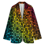 Colorful Disco Lights Pattern Print Women's Cotton Blazer