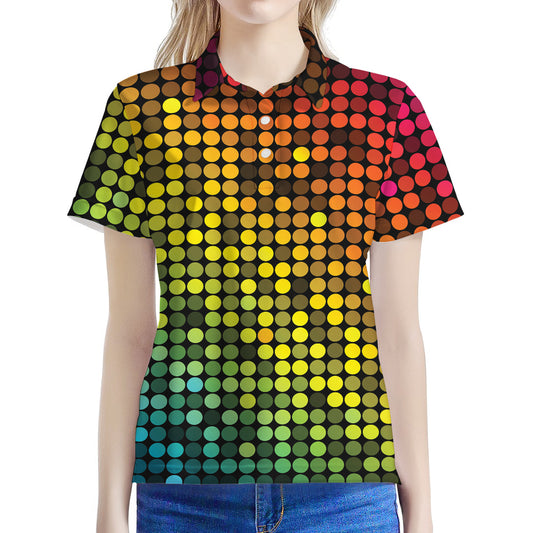 Colorful Disco Lights Pattern Print Women's Polo Shirt