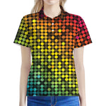 Colorful Disco Lights Pattern Print Women's Polo Shirt