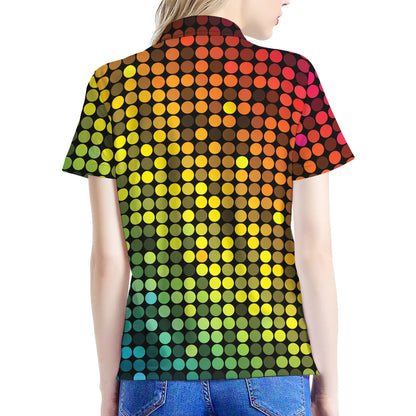 Colorful Disco Lights Pattern Print Women's Polo Shirt