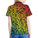 Colorful Disco Lights Pattern Print Women's Polo Shirt