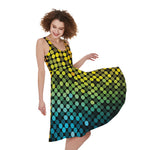 Colorful Disco Lights Pattern Print Women's Sleeveless Dress