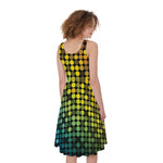 Colorful Disco Lights Pattern Print Women's Sleeveless Dress