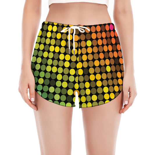 Colorful Disco Lights Pattern Print Women's Split Running Shorts