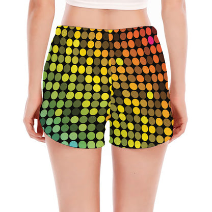 Colorful Disco Lights Pattern Print Women's Split Running Shorts
