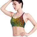 Colorful Disco Lights Pattern Print Women's Sports Bra
