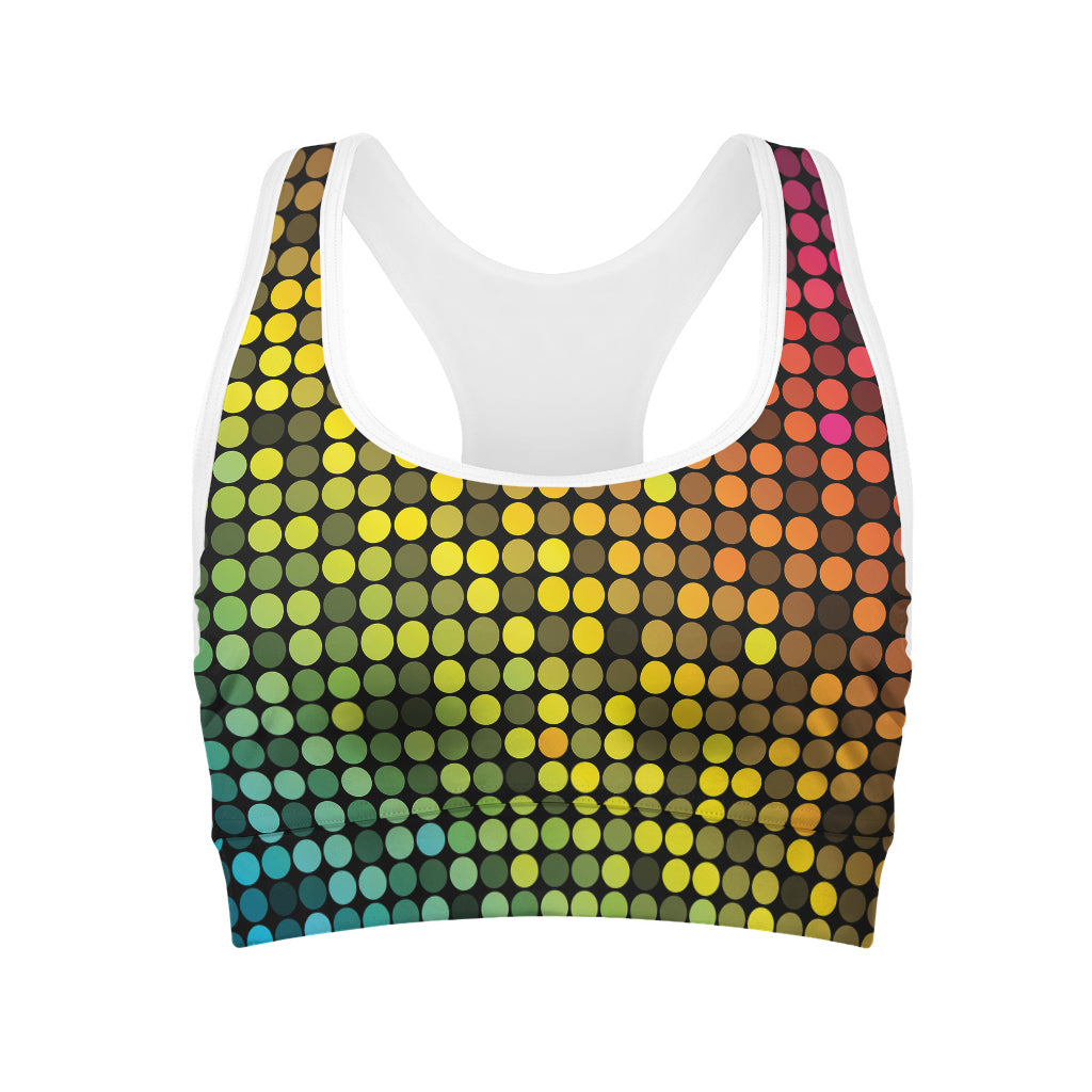 Colorful Disco Lights Pattern Print Women's Sports Bra