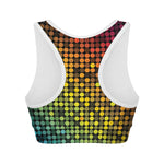 Colorful Disco Lights Pattern Print Women's Sports Bra