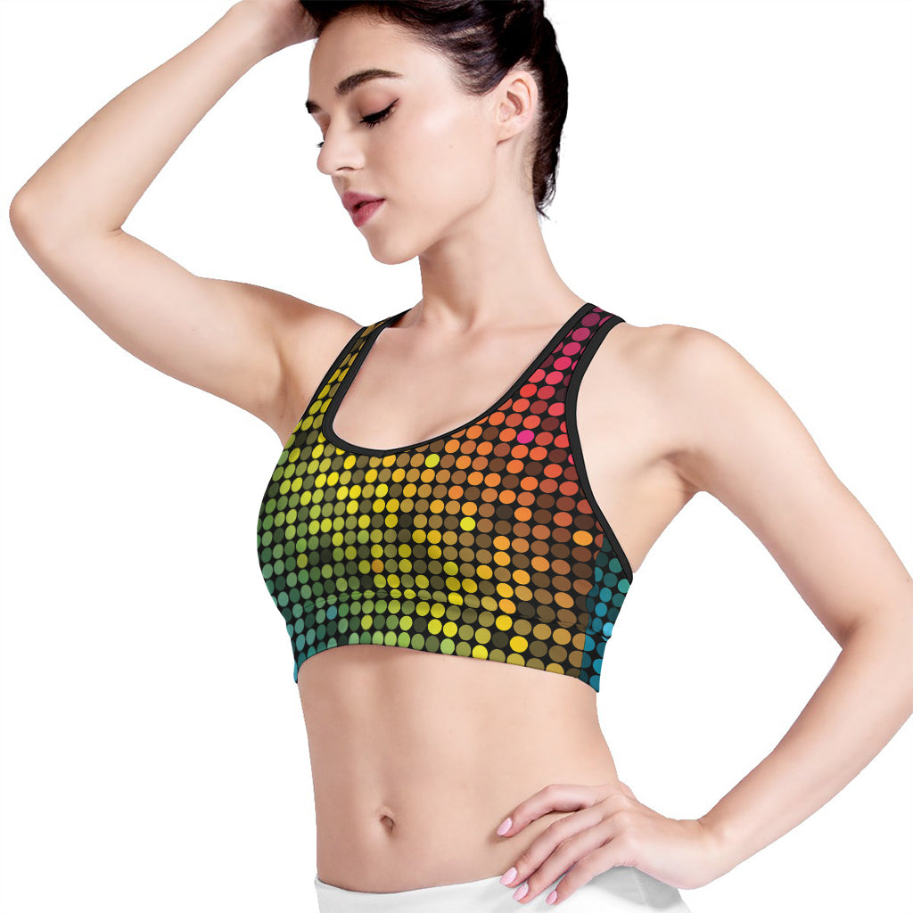 Colorful Disco Lights Pattern Print Women's Sports Bra