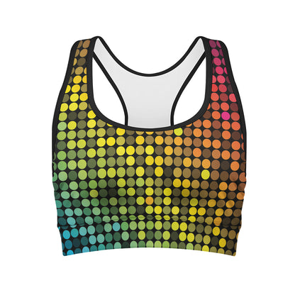 Colorful Disco Lights Pattern Print Women's Sports Bra
