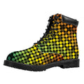 Colorful Disco Lights Pattern Print Padded Collar Lace Up Boots
