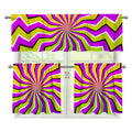 Colorful Dizzy Moving Optical Illusion 3 Piece Kitchen Curtains