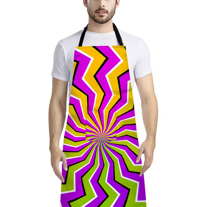 Colorful Dizzy Moving Optical Illusion Bib Apron With Pocket