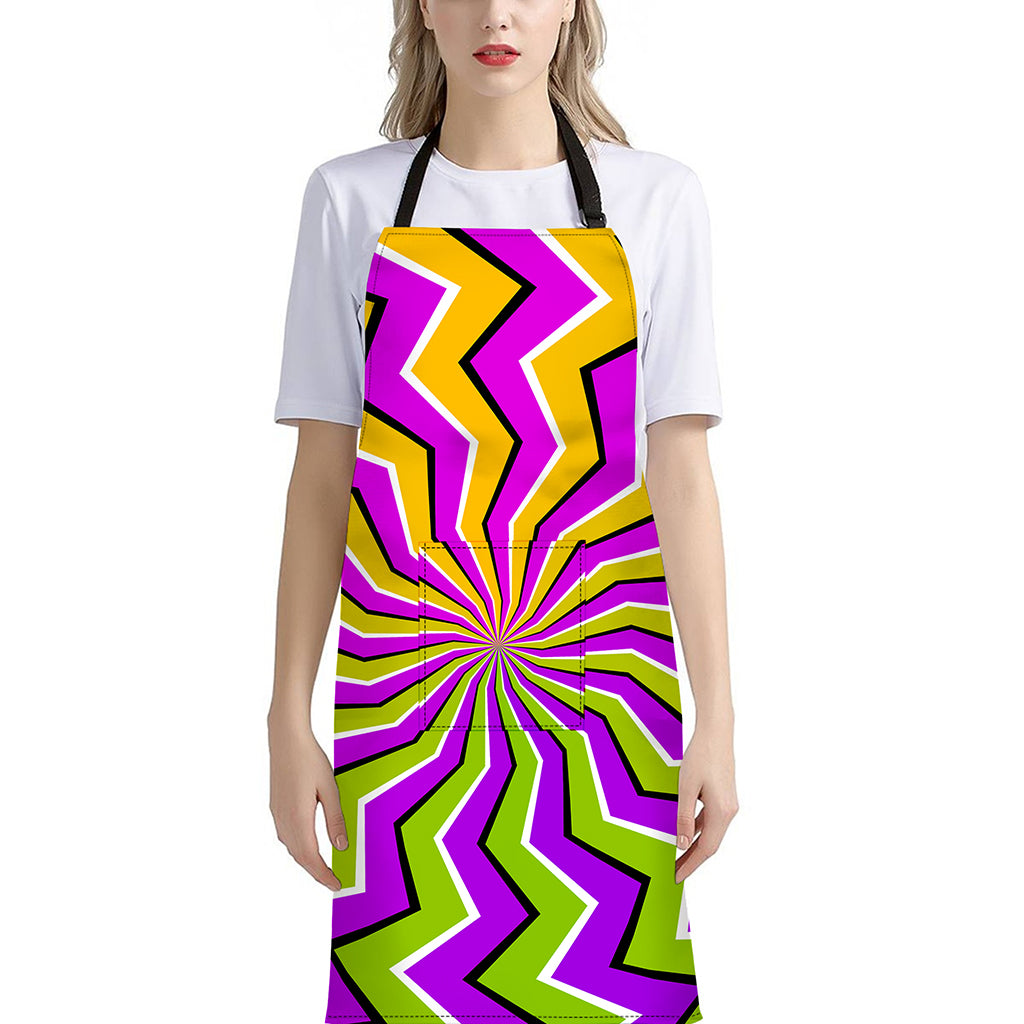 Colorful Dizzy Moving Optical Illusion Bib Apron With Pocket
