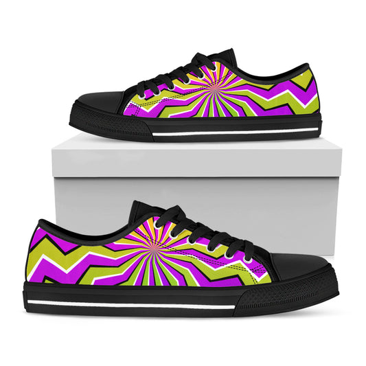 Colorful Dizzy Moving Optical Illusion Black Low Top Sneakers
