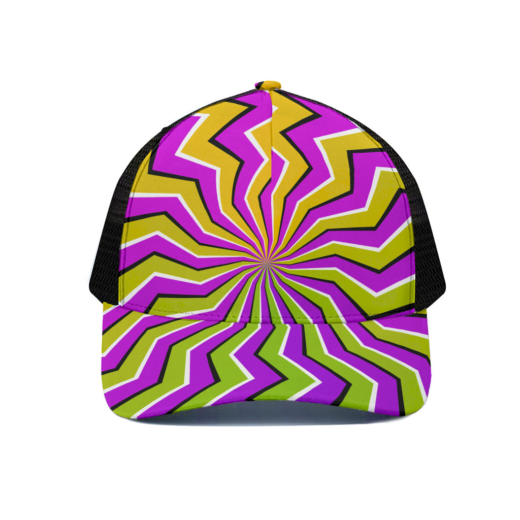 Colorful Dizzy Moving Optical Illusion Black Mesh Trucker Cap