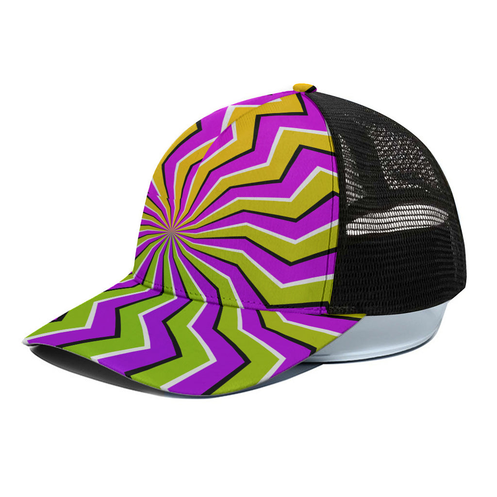 Colorful Dizzy Moving Optical Illusion Black Mesh Trucker Cap