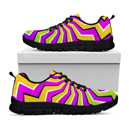 Colorful Dizzy Moving Optical Illusion Black Running Shoes