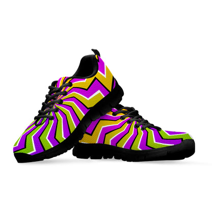 Colorful Dizzy Moving Optical Illusion Black Running Shoes