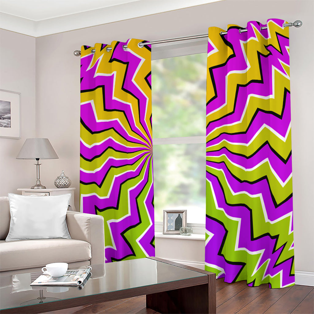 Colorful Dizzy Moving Optical Illusion Blackout Grommet Curtains