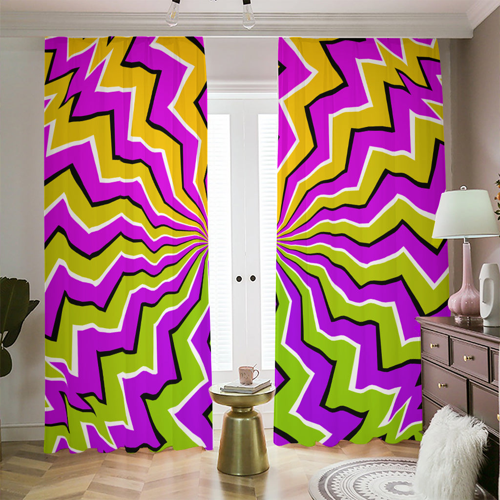 Colorful Dizzy Moving Optical Illusion Blackout Pencil Pleat Curtains