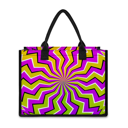 Colorful Dizzy Moving Optical Illusion Canvas Tote Bag
