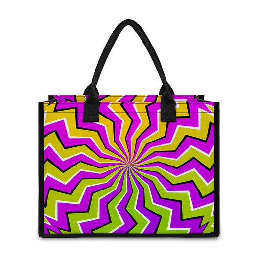 Colorful Dizzy Moving Optical Illusion Canvas Tote Bag