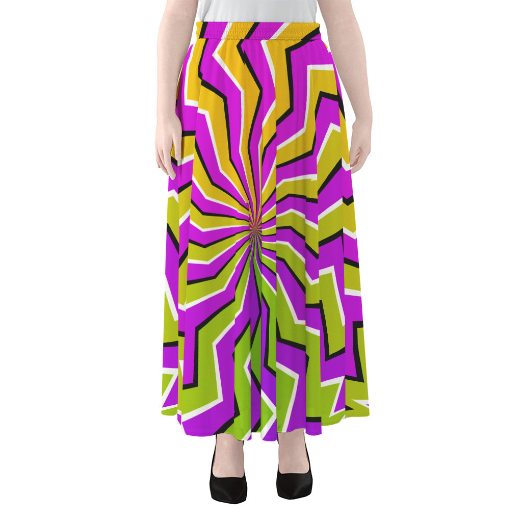 Colorful Dizzy Moving Optical Illusion Chiffon Maxi Skirt