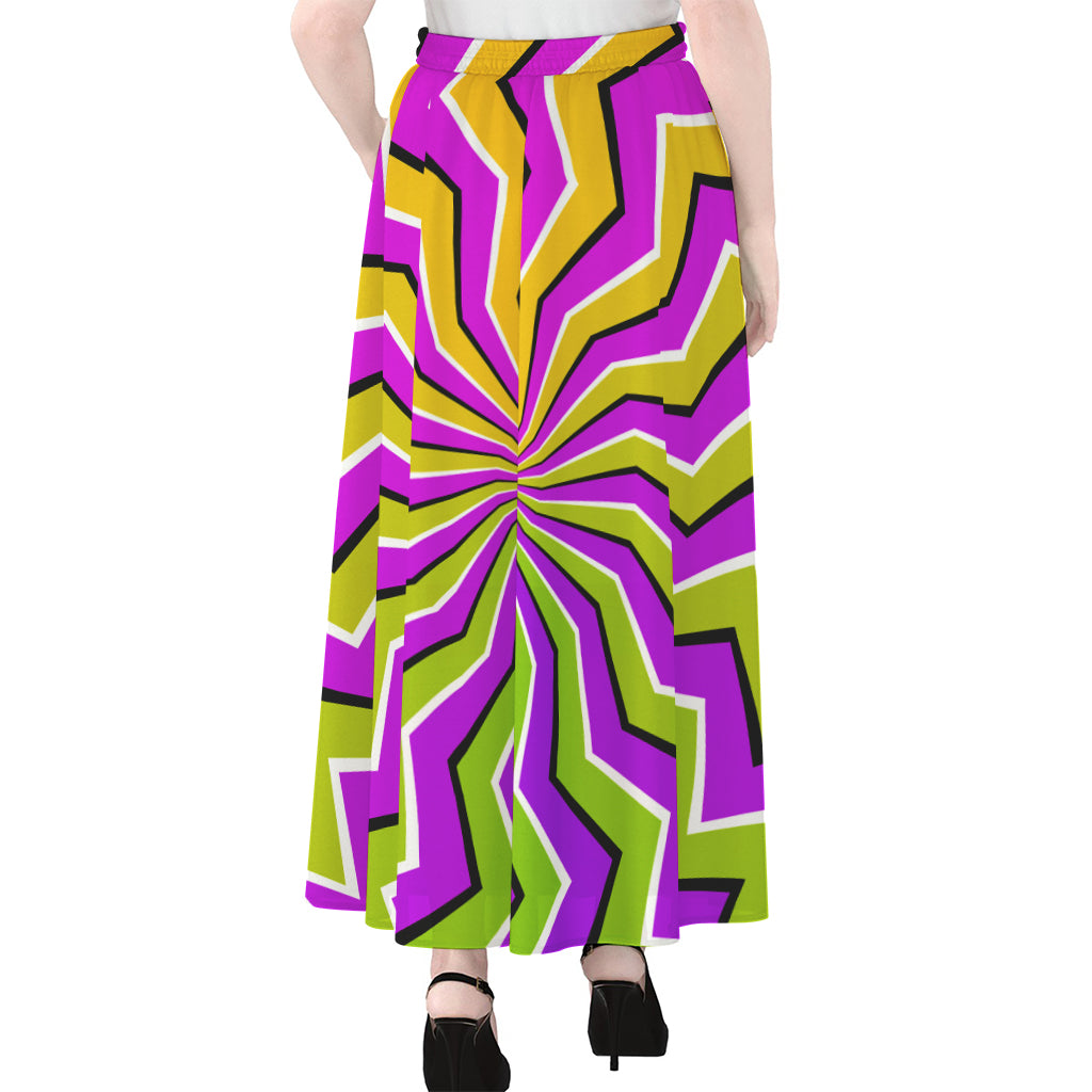 Colorful Dizzy Moving Optical Illusion Chiffon Maxi Skirt