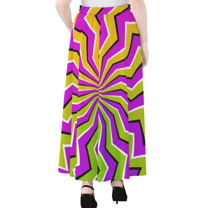 Colorful Dizzy Moving Optical Illusion Chiffon Maxi Skirt