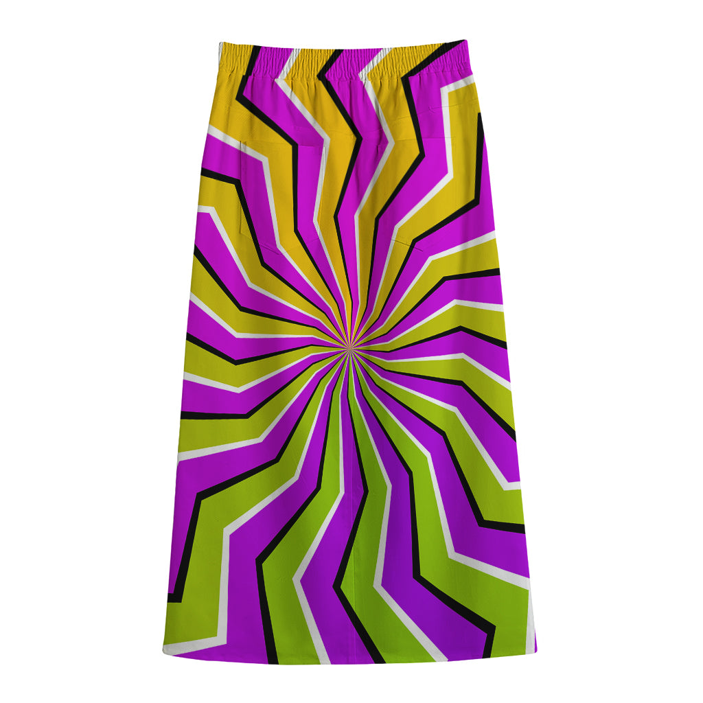Colorful Dizzy Moving Optical Illusion Cotton Front Slit Maxi Skirt