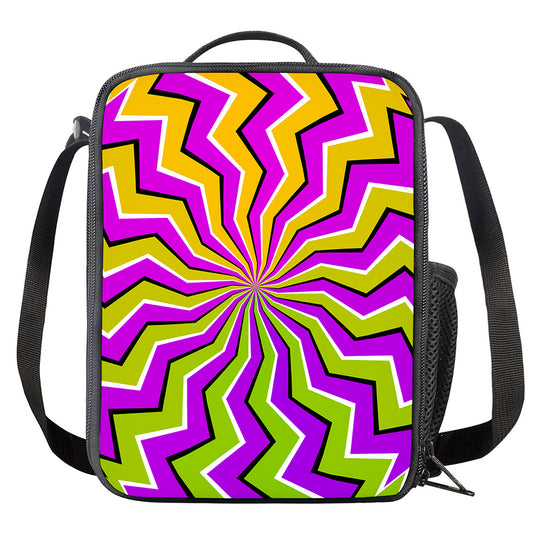 Colorful Dizzy Moving Optical Illusion Crossbody Lunch Bag