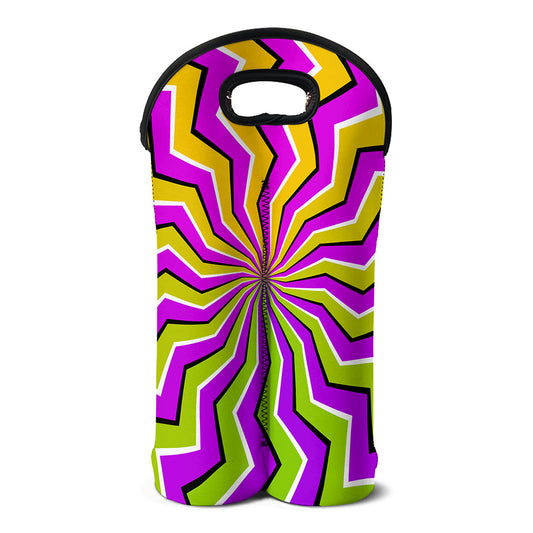 Colorful Dizzy Moving Optical Illusion Double Neoprene Wine Tote