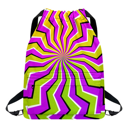 Colorful Dizzy Moving Optical Illusion Drawstring Backpack