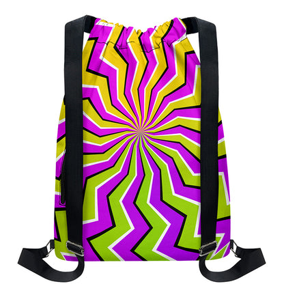 Colorful Dizzy Moving Optical Illusion Drawstring Backpack